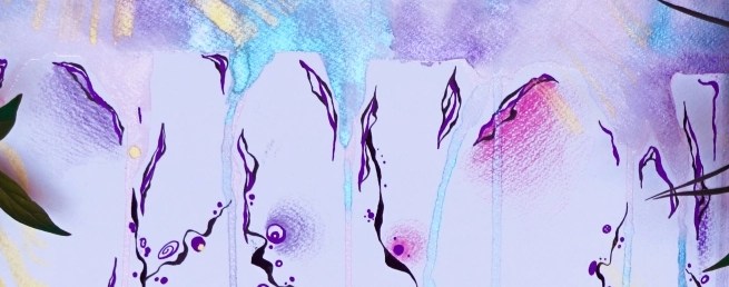 Sans titre – Dessin à l&rsquo;aquarelle dorée et à l&rsquo;acrylique, A3